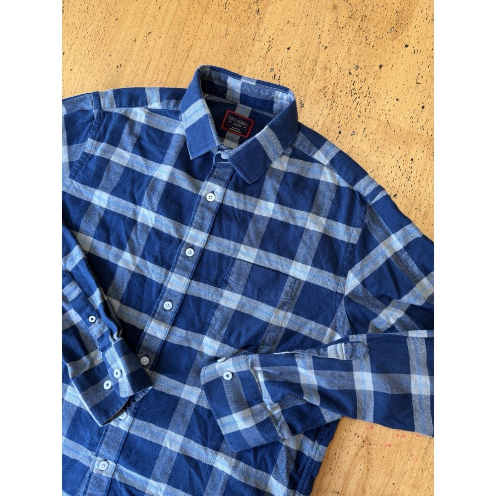 UNTUCKit Shirt Mens Medium Blue Buffalo Plaid Flannel Button Up